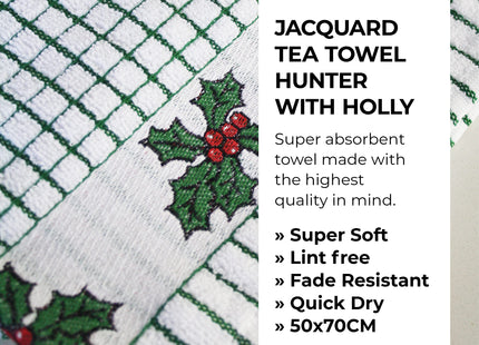 The Original Poli-dri Kitchen Towel from Samuel Lamont 100% Cotton (Holly Leaves)