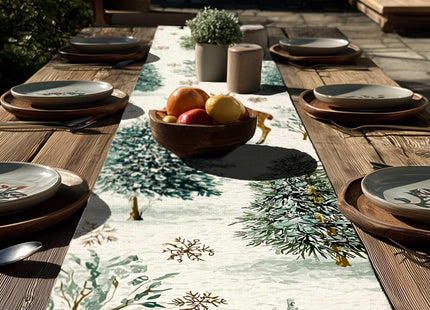 Winter Table Runner Deer & Pine Kitchen Dining Table Decor, Christmas Table Runner Home Decor for Indoor Outdoor Dining, Party, Holiday 13 X 72 Inch