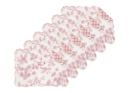 Cardinal & Winter Branches Vintage 100% Cotton Set of 6 Placemats 13" x 19"