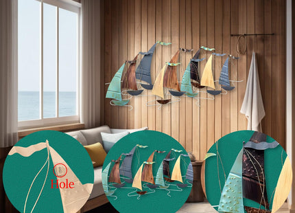 edaknez Large Metal Sailboat Wall Decor, 51" x 26" Ship Metal Wall Art