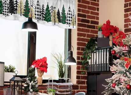 T&H XHome Christmas Valances for Kitchen Windows, Grey Sky Buffalo Plaid Xmas Tree Forest Valance Rod Pocket Window Curtain for Bathroom Cafe Basement, Farmhouse Small Window Treatment, 54" W x 18" L