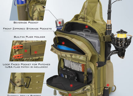 KastKing BlowBak Tactical Sling Tackle Bag-Lightweight Fishing Backpack Storge Fishing Gear and Equipment,Gift for Men