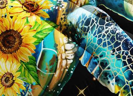 CVHOUSE Sea Turtle Comforter Set Twin Size,Ocean Turtle Sunflower Bedding Set for Kids,Ocean Turtle Sunflower Quilt Set Turtle Duvet Set Coastal Bedroom Decor 3 Pieces