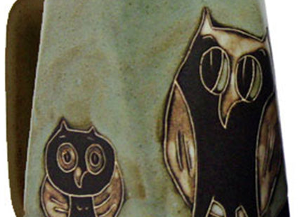 One (1) MARA STONEWARE COLLECTION - 12 Ounce Coffee Cup Collectible Square Bottom Mug - Owl Bird Design