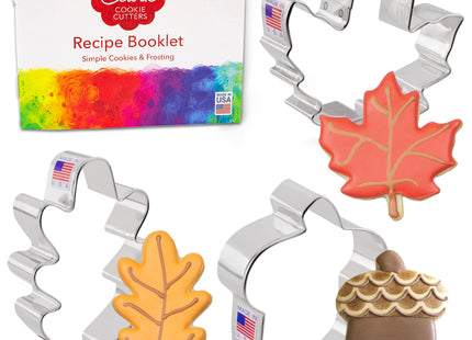 Ann Clark Fall Leaves & Acorn Cookie Cutter Set of 3, Made in USA