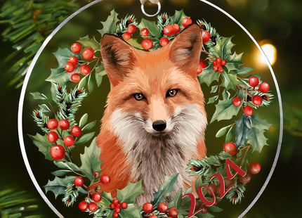 Fox Ornaments - Fox Christmas Ornaments, Fox Ornaments for Christmas Tree - Fox Gifts, Fox Gifts for Women, Fox Lovers Gifts - Fox Animal Chrisrtmas Ornament - Acrylic Christmas Ornament 2024
