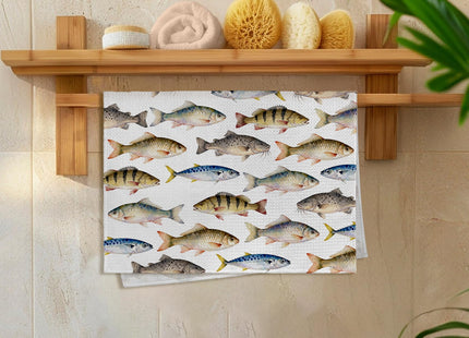 GWFSJYU Coastal Fish Boat Oars Kitchen Towels Set of 2, Ocean Fishing Beachy Dish Tea Towels for Kitchen, Lake House Oars Decorative Hand Towel for Bathroom, Nautical Decor for Bathroom, 16x24 Inch