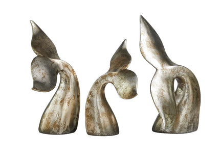 Deco 79 Aluminum Metal Whale Decorative Sculpture Home Decor Statues, Set of 2 Accent Figurines 7", 10"H, Silver