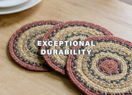 Homespice Highland Braided Placemats for Cabin Decor, Round 15" Set of 2