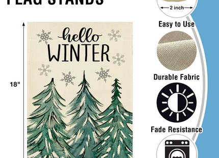 Artofy Hello Winter Pine Tree Small Decorative Garden Flag