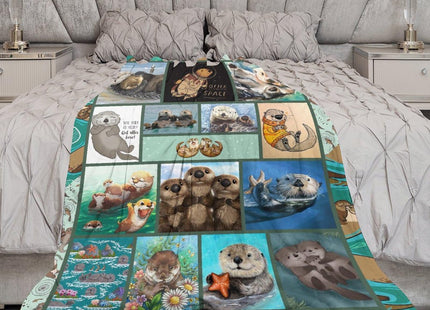 Sea Otter Blanket Otter Gifts for Girls Boys Woman Kids Ocean Throw Blankets Soft Blanket Warm Fleece Flannel Plush Blankets for Bed Sofa Couch 40"x50"