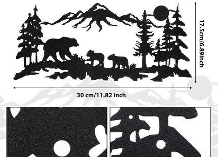 Moxweyeni Metal Bear Wall Art Forest Mountain Hunting Decor,Black
