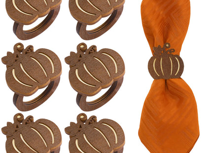 Roshtia 6 Pcs Wooden Fall Napkin Rings Thanksgiving, Pumpkin