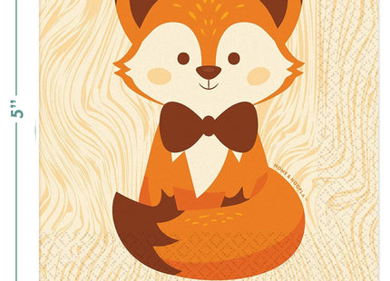 Fox Party Supplies - Woodland Animal Fox & Friends Paper Dinner Plates and Fox Beverage Napkins (16 Total Plates & 16 Napkins)