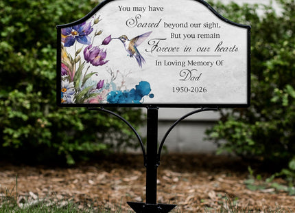 Personalized Hummingbird Memorial Garden Stake, Grave Site Décor