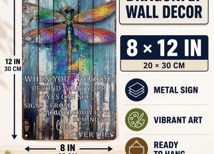 Dragonfly Wall Decor Dragonfly Decor for Home Quote Metal Sign 8x12 Inch