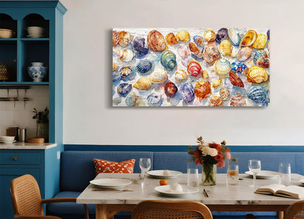 imjiayu Colorful Seashell Canvas Wall Art Watercolor Beach Collage