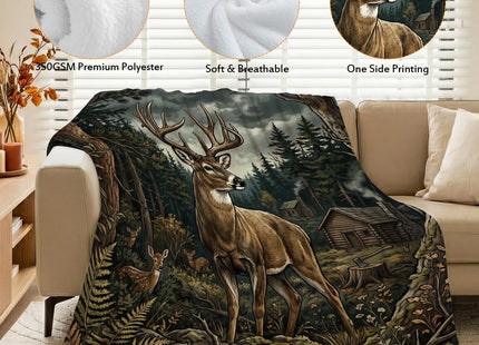 Jekeno Deer Blanket Wilderness Deer Throw Blanket 50"X60"