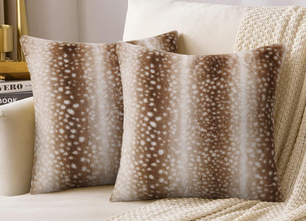 cygnus Faux Fur Deer Print Pillow Covers 18x18 Christmas Deer Decor