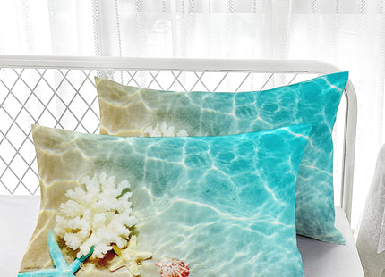 Nttopship Ocean Theme Comforter Set - Twin Size, Kids Bedding with Starfish and Scallops Pattern, All Season Comforter and 2 Pillowcases