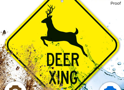 Deer Crossing with Graphic Sign,
