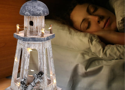 CoTa Global Silver Sea Nautical Outdoor Lantern Lighthouse with LED Lights