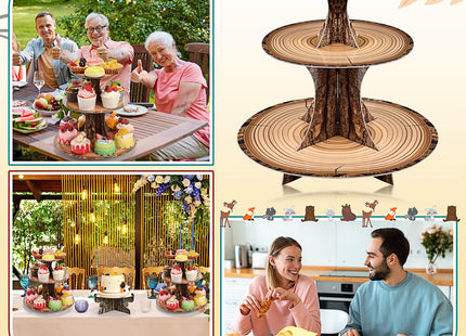 Sawysine 7 Pcs Woodland Cupcake Stand Set Woodland Baby Shower, Circle