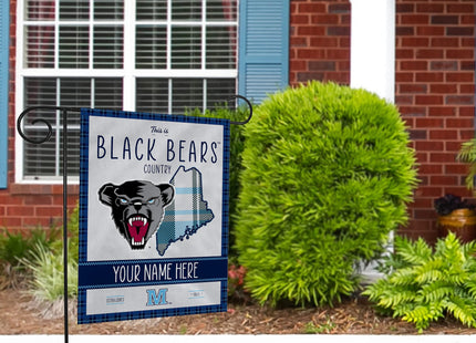 Rico Industries NCAA Maine Black Bears This is Bears Country - Plaid Design Personalized Garden Flag