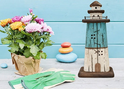 Attraction Design Wooden Lighthouse Decor, Decorative Nautical Lighthouse Rustic Ocean Sea Beach Themed Lighthouse Decoration, Handcrafted Tabletop Nautical Themed Home Decor Bathroom Decor (13“H)