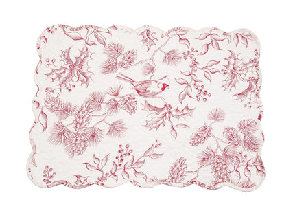 Cardinal & Winter Branches Vintage 100% Cotton Set of 6 Placemats 13" x 19"