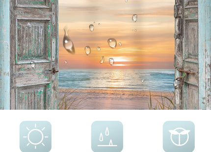 Blue Beachy Summer Beach Nautical Coastal Bathroom Shower Curtain Set