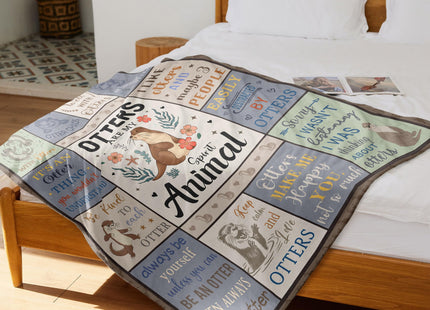 Punofell Best Otter Gifts for Women/Men, Unique Otter Lovers Stuff for Boys/Girls, Sea Otter Blanket Decor/Accessories, Cute Otters Themed Throw 50" x 60"