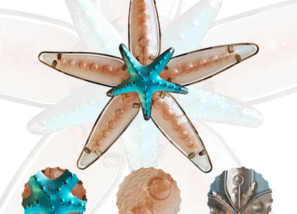 JOYBEE HOME&GARDEN Metal Starfish Wall Decor, Sea Life Coastal Decorations 13.25 inch Starfish Wall Art(Apricot)