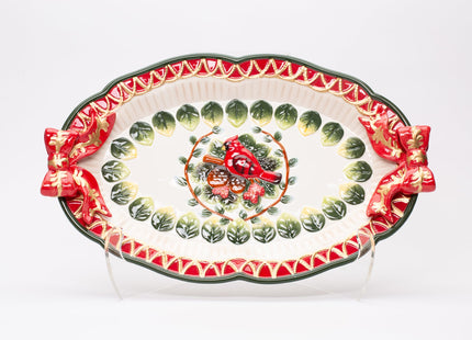 Cosmos Evergreen Holiday Cardinal Platter