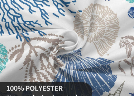 BYONEESS Summer Nautical Coastal Tablecloth Round 60 Inch Beach Starfish Seashell Print Polyester Table Cloth Sea Coral Circular Table Cover for Party Kitchen Dining Picnic Holiday Outdoor Decor