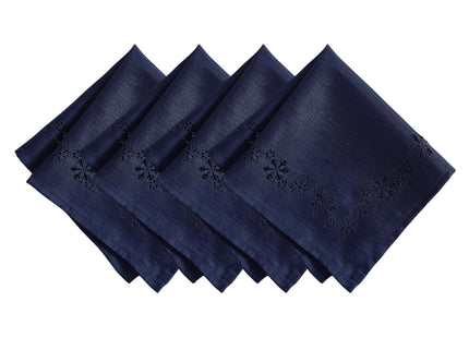 Elrene Home Fashions Snowflake Laser Cut Holiday Cloth Napkins, Set of 4, 17"x17", Snowflake Blue