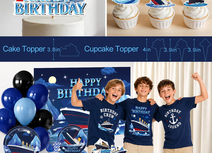 210pcs Xynic Nautical Birthday Decorations Tableware Set, 25 Serves