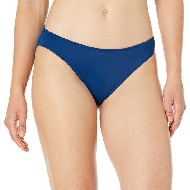 Amazon Essentials Women's Classic Full Coverage Low Rise Bikini Swimsuit Bottom, Deep Blue, Medium