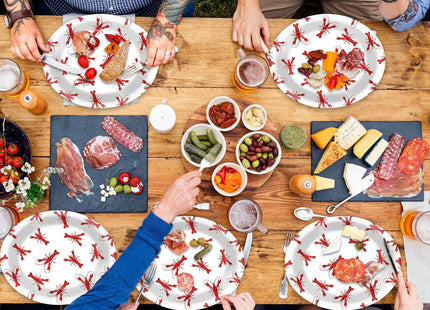 50 PCS Crawfish boil Oval Paper Plates Large 11” Disposable Red Grid Pattern Party Decorations Barbecue Tray Supplies Favor for Lobster BBQ Gathering Picnic Cookout Carnival Birthday Tableware Set
