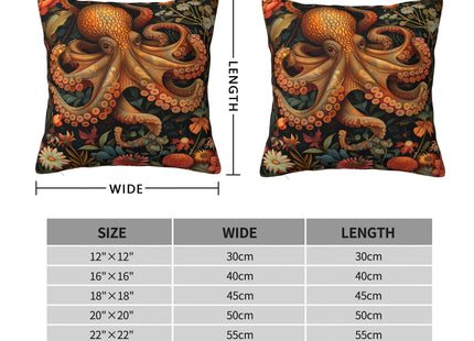 Ideeze William Morris Style Octopus Art Print Throw Pillow Covers Soft Decorative Blue and Green Throw Pillowcases Cushion Case Square for Home Decor Bed Couch Car Living Room 18x18 Inch