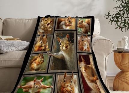 Quorin Squirrel Blanket, Cute Squirrel Throw Blanket Animal Gifts 60"X50"