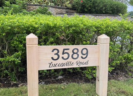 Home Address Sign For House, Personalized Cabin Decor, Carved Wood Camp Sign, House Numbers Plaque with Posts, Housewarming Gift