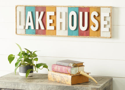 Deco 79 Wooden Sign Home Wall Decor Lake House Wall Sculpture, Wall Art 36" x 2" x 11", White