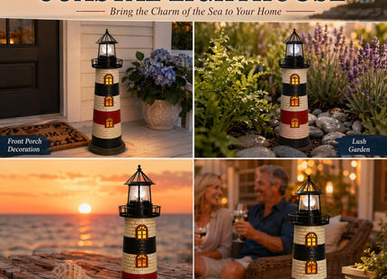 Garden Statues 23" Coastal Solar Lighthouse Garden Decor Gardening Gift