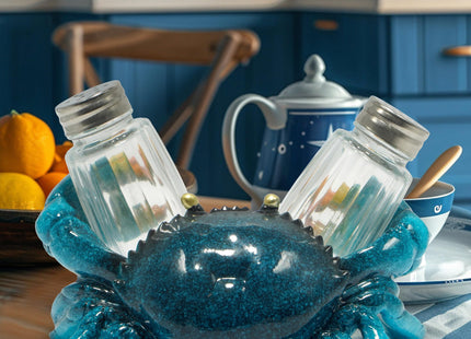Hodao Sea Crab Salt and Pepper Shaker Set with Holder, Beach Kitchen Decor
