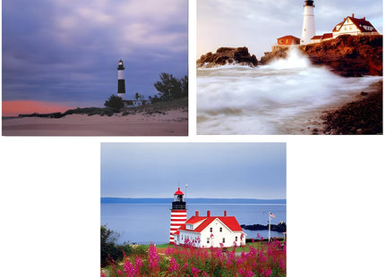 Lighthouse Portland Maine Three Set 8x10 Picture Ocean Landscape Wall Decor Art Print Posters