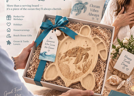 Rtteri Sea Turtle Wooden Charcuterie Board Unique Turtle Gift for Christmas