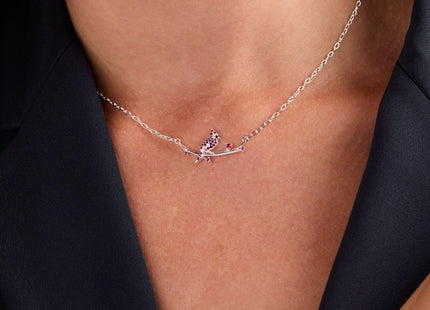 Alex and Ani Cardinal Necklace for Women - Shiny Silver, Ruby & Clear Pavé Accented Necklace Featuring Sacred Cardinal on Branch, Meaningful Cardinal Gifts