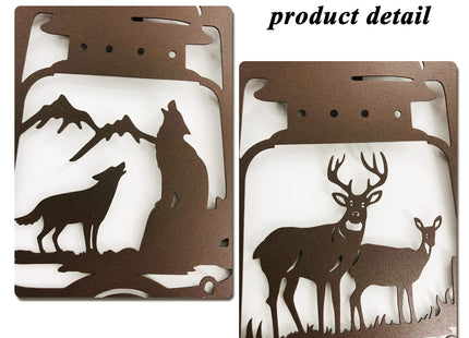 Rustic Metal Wall Art Decor, Bear Wolf Deer in the Kerosene Lamp Decor