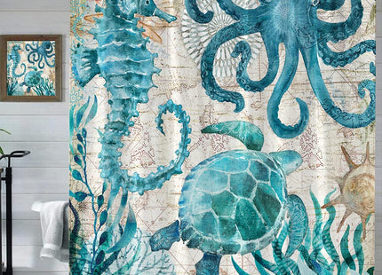 Prohalo Nautical Sea Animal Shower Curtain mat